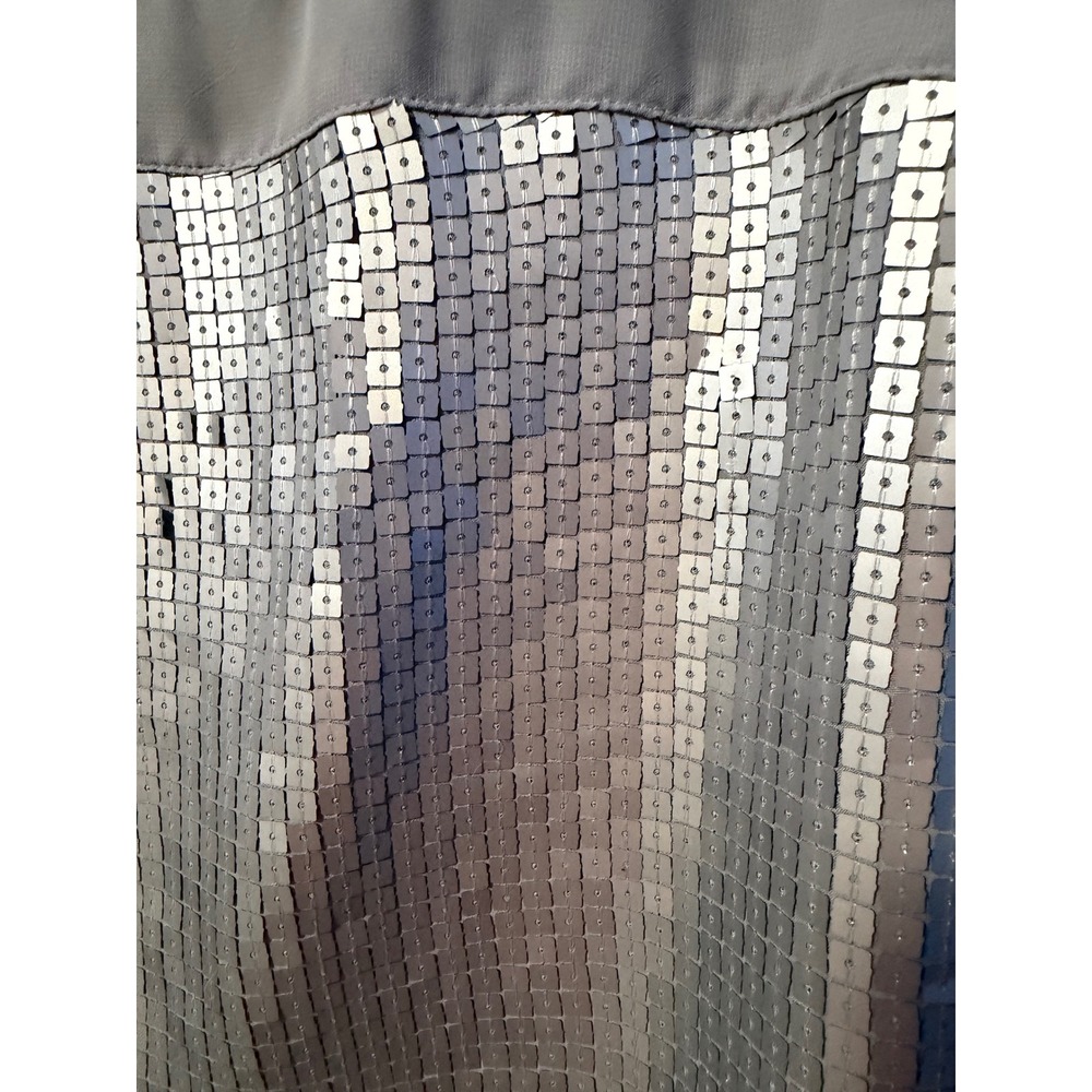 Ann Taylor Loft Sequin Tank Top Womens Gray Fringed Chiffon - Picture 3 of 6